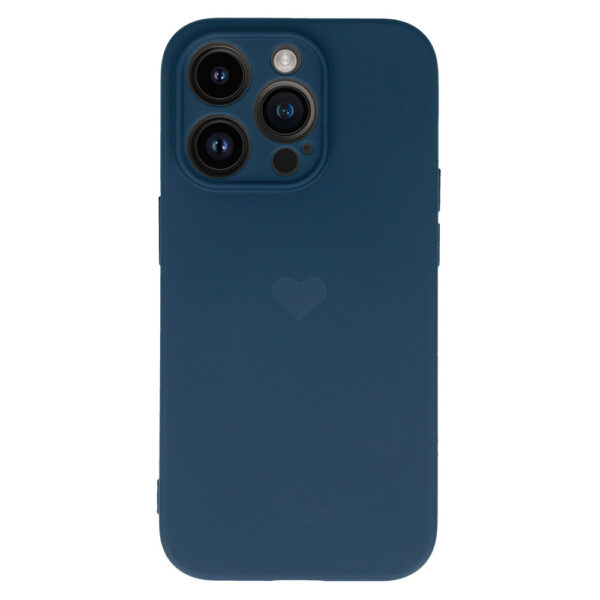 Vennus Silicone Heart Case for Iphone 14 Pro design 1 navy