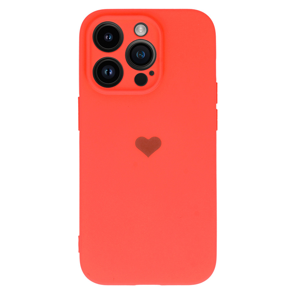Vennus Silicone Heart Case for Iphone 14 Pro design 1 coral