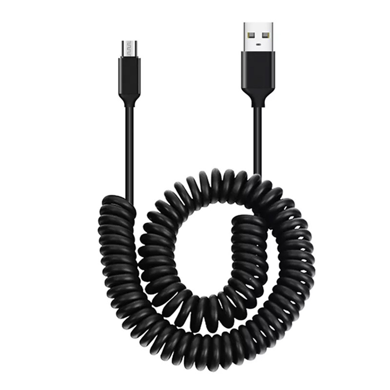 Cable coiled  - USB to Micro USB - 2A 1 metre black