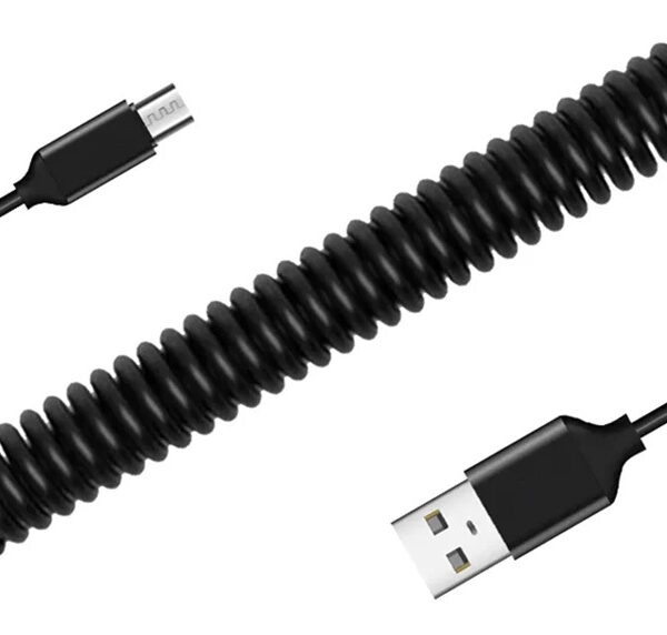 Cable coiled  - USB to Micro USB - 2A 1 metre black