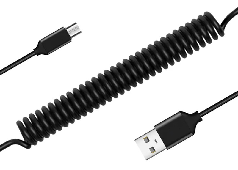 Cable coiled  - USB to Micro USB - 2A 1 metre black