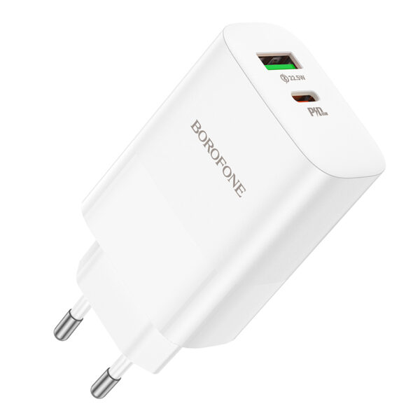 Borofone Wall charger BN10 Sunlight - USB + Type C - QC 3.0 PD 65W white