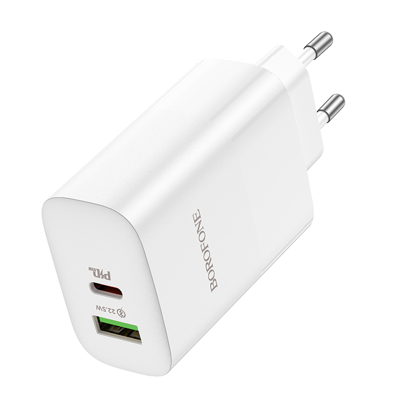 foto_add-197315 Borofone Wall charger BN10 Sunlight - USB + Type C - QC 3.0 PD 65W white