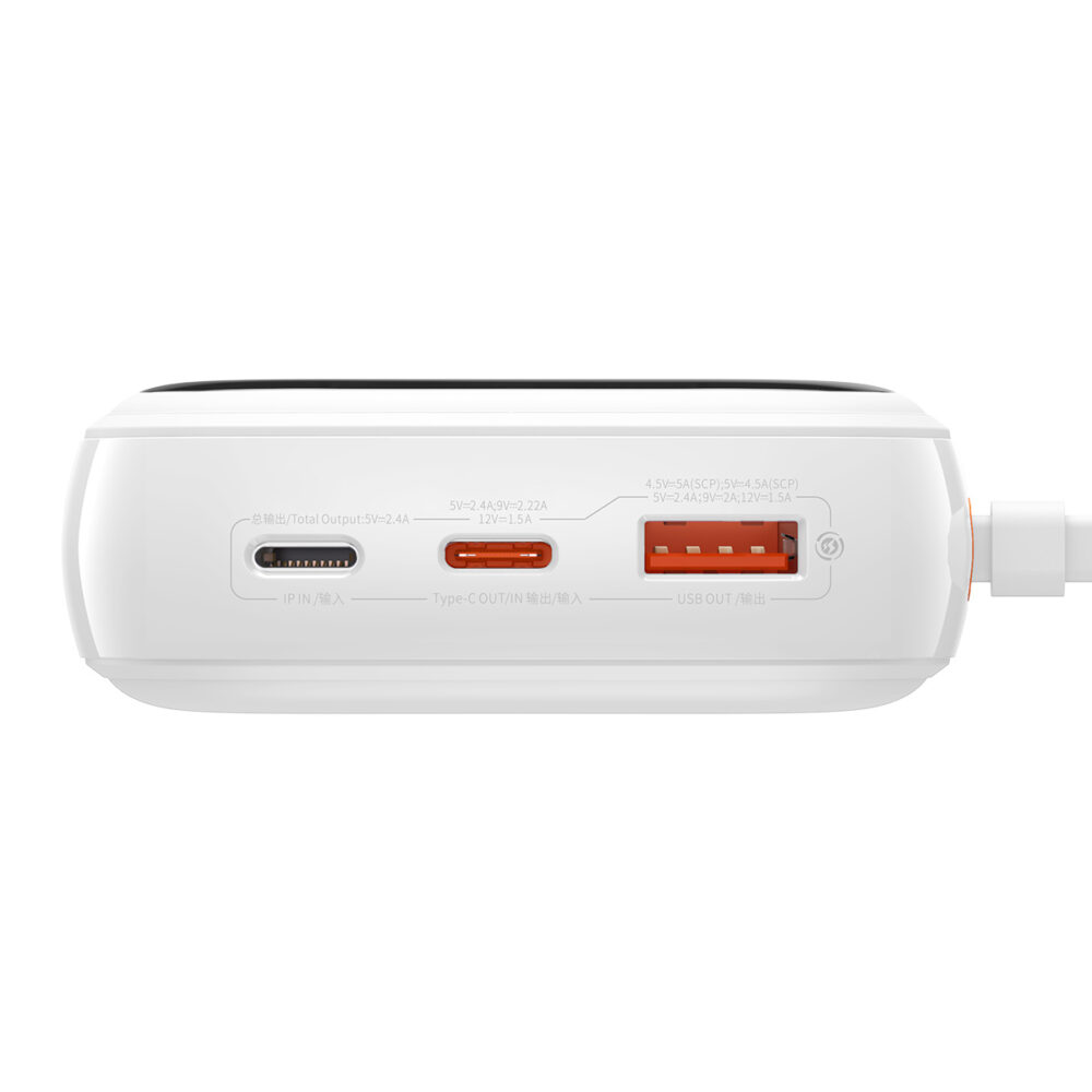 Baseus Power Bank 20000mAh Qpow Pro - USB + Type C - PD 20W with Lightning cable (PPQD060202) white