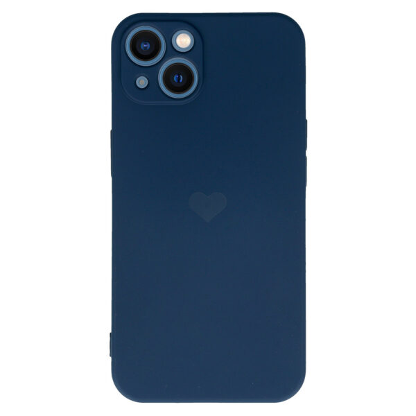 Vennus Silicone Heart Case for Iphone 14 Plus design 1 navy