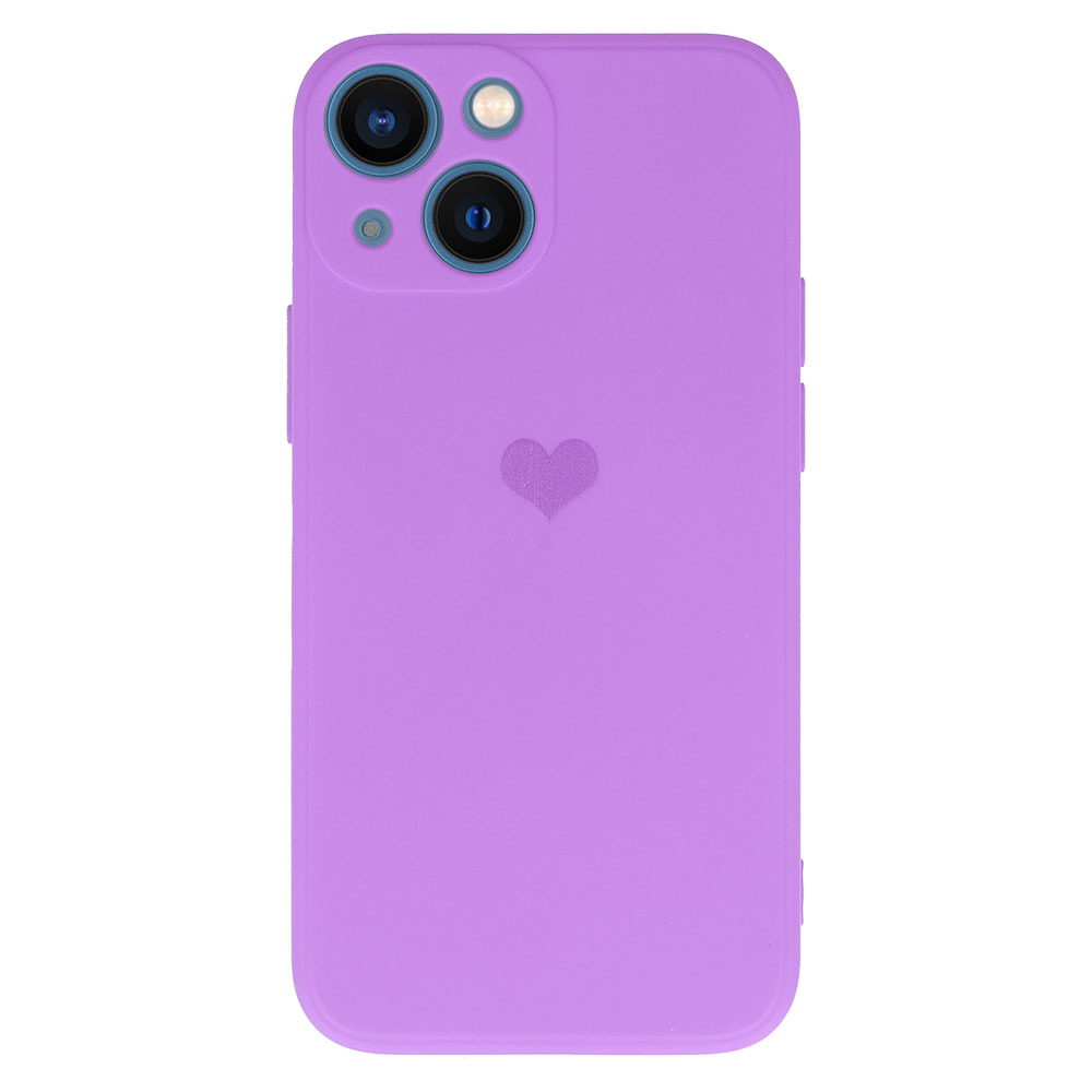 Vennus Silicone Heart Case for Iphone 14 Plus design 1 purple