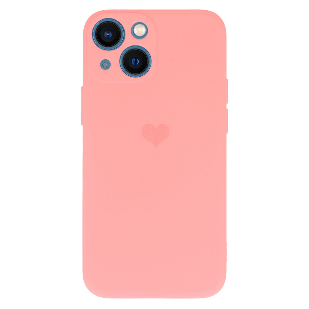 Vennus Silicone Heart Case for Iphone 14 Plus design 1 pink