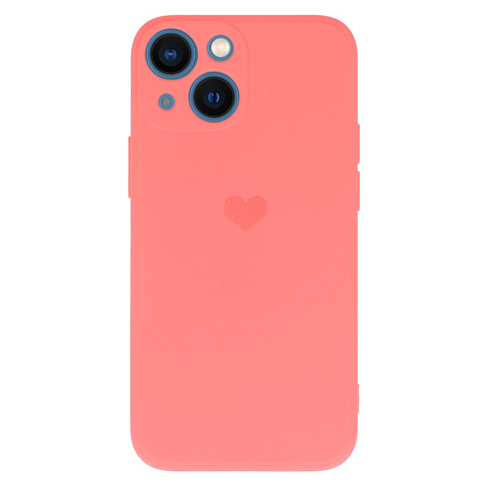 Vennus Silicone Heart Case for Iphone 14 Plus design 1 coral