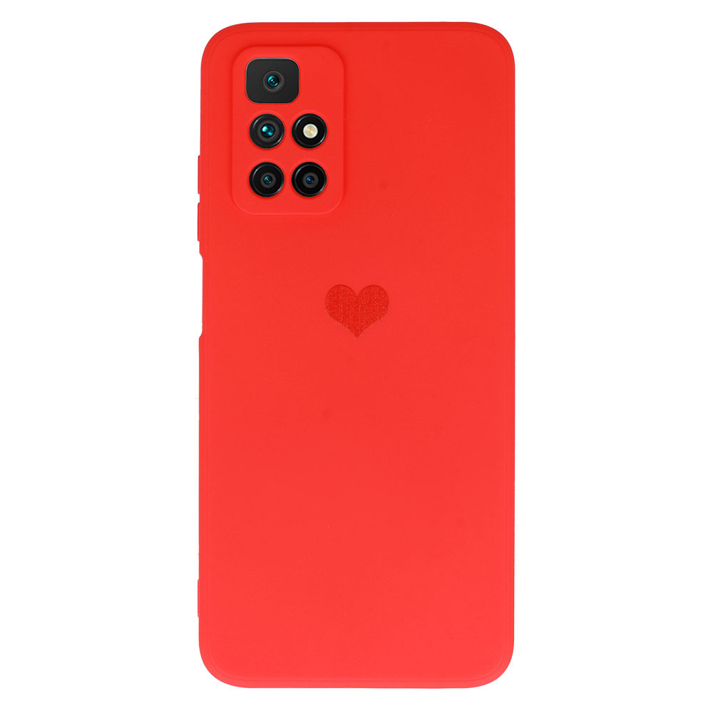 Vennus Silicone Heart Case for Xiaomi Redmi 10 design 1 red