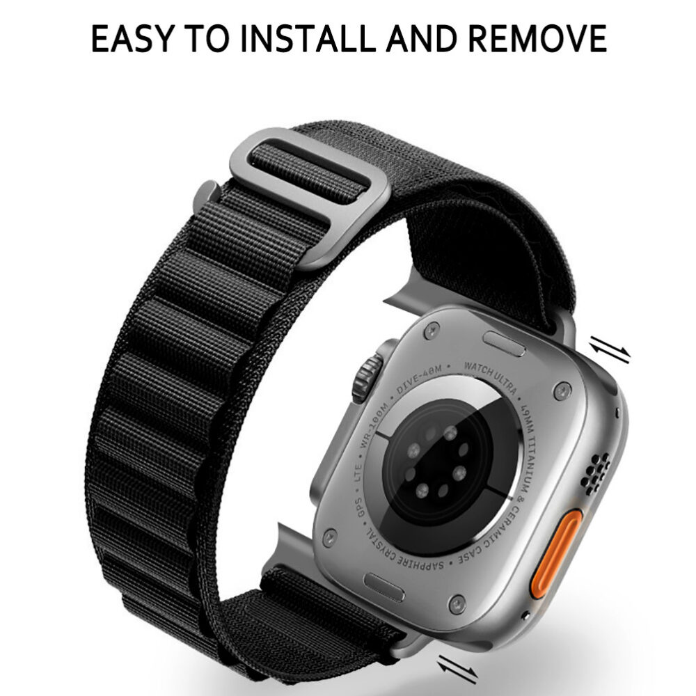 Nylon loop for Apple Watch 42/44/45/49 design 2 black