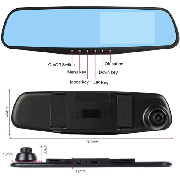 Car Dash Cam DVR-01 Mirror 4,0 inches + rear camera