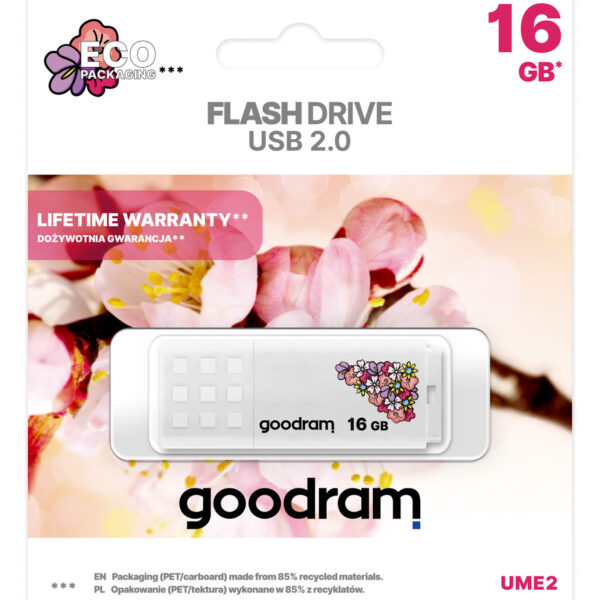 GOODRAM UME2 Pendrive - 16GB USB 2.0 Spring WHITE
