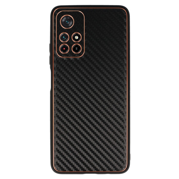 TEL PROTECT Leather Carbon Case for Xiaomi Redmi Note 11 5G/Note 11S 5G/Poco M4 Pro 5G Black