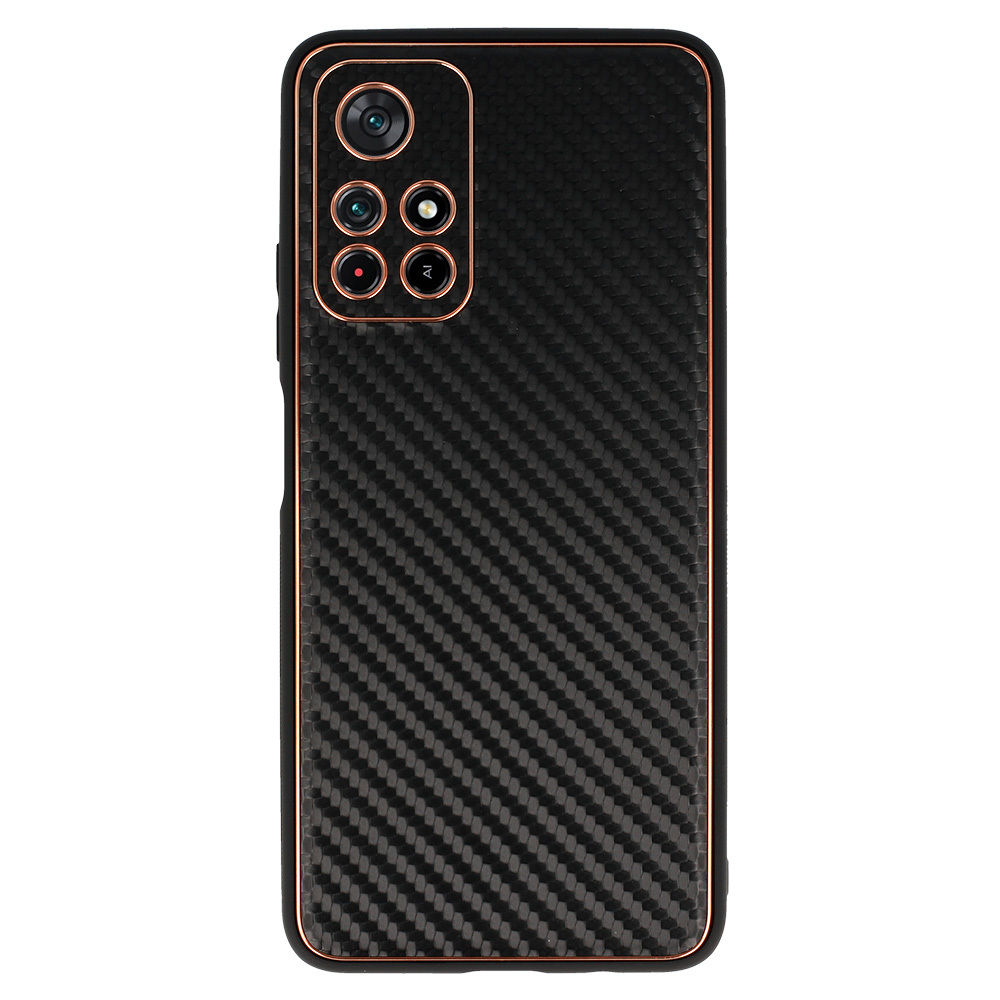 TEL PROTECT Leather Carbon Case for Xiaomi Redmi Note 11 5G/Note 11S 5G/Poco M4 Pro 5G Black