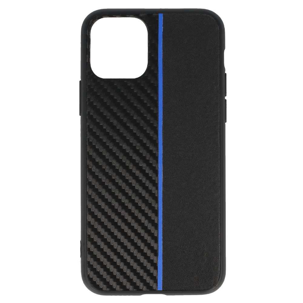 Tel Protect CARBON Case for Iphone 11 Pro Black with blue stripe