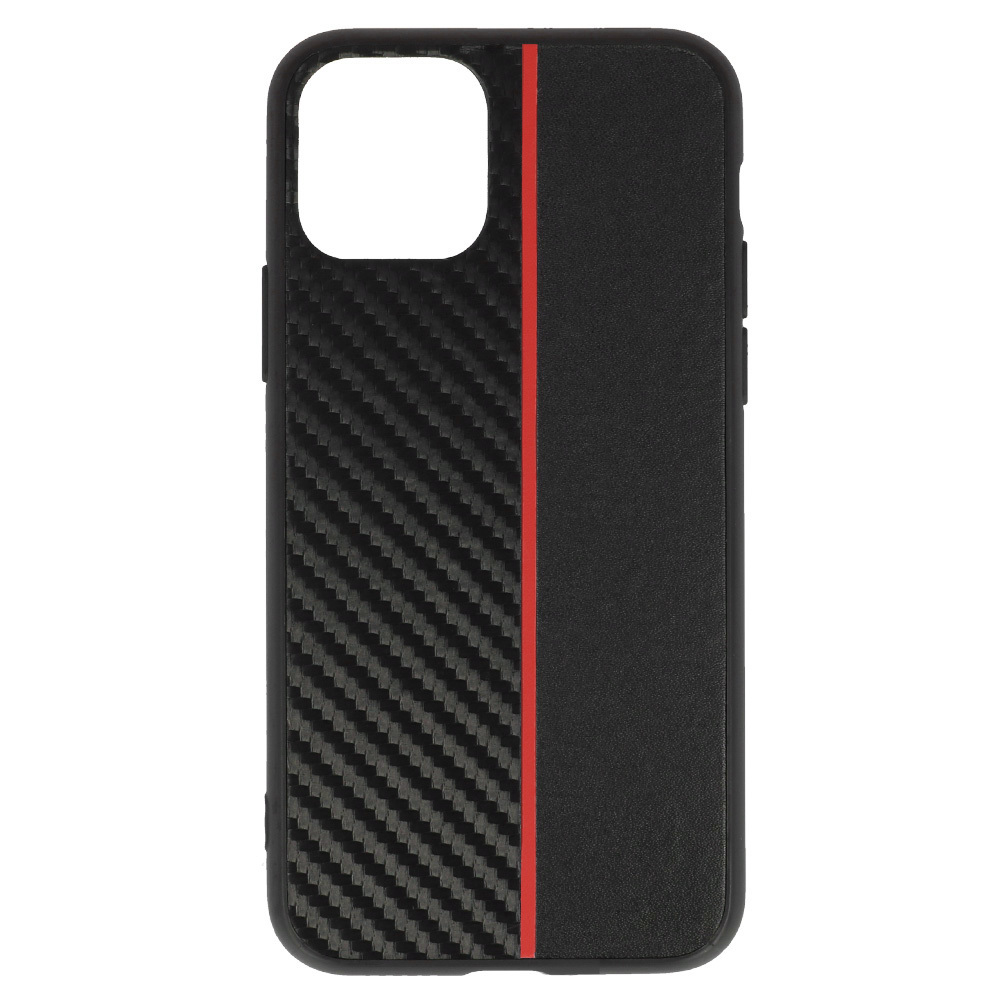 Tel Protect CARBON Case for Iphone 11 Pro Black with red stripe