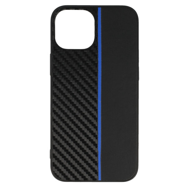 Tel Protect CARBON Case for Iphone 13 Mini Black with blue stripe