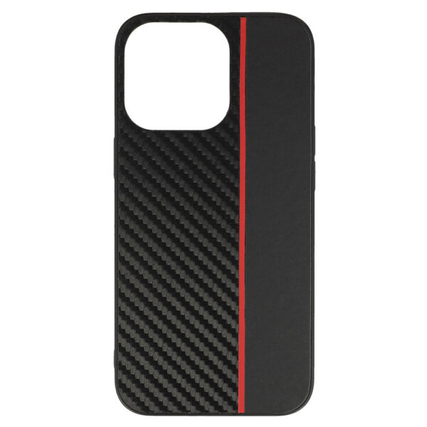 Tel Protect CARBON Case for Iphone 13 Pro Black with red stripe