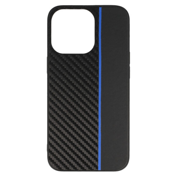 Tel Protect CARBON Case for Iphone 13 Pro Black with blue stripe