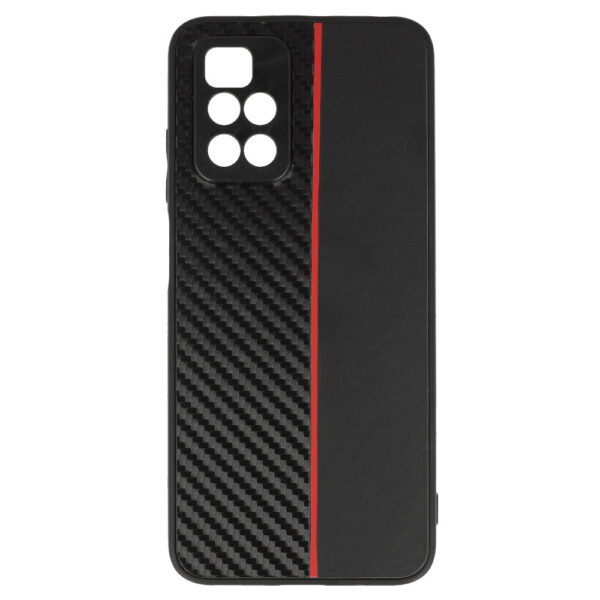 Tel Protect CARBON Case for Xiaomi Redmi 10 Black with red stripe