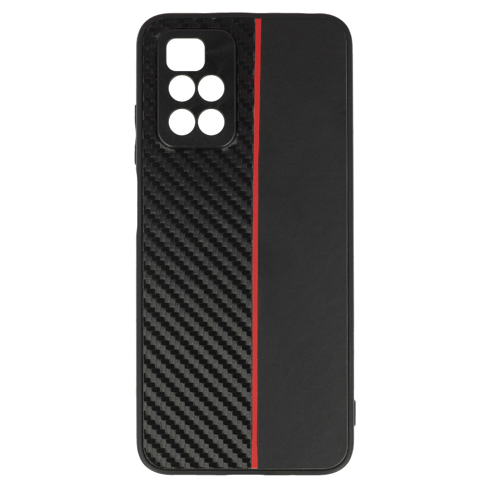 Tel Protect CARBON Case for Xiaomi Redmi 10 Black with red stripe