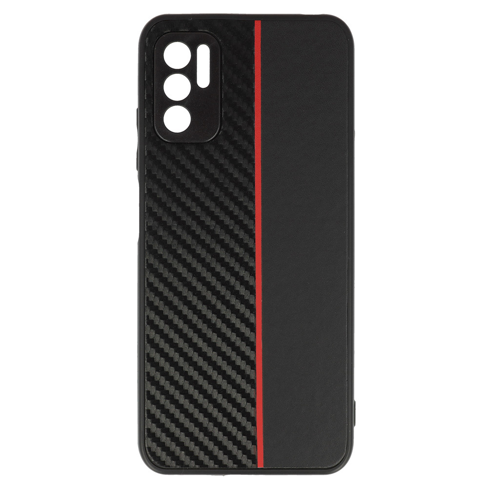 Tel Protect CARBON Case for Xiaomi Redmi Note 10 5G Black with red stripe
