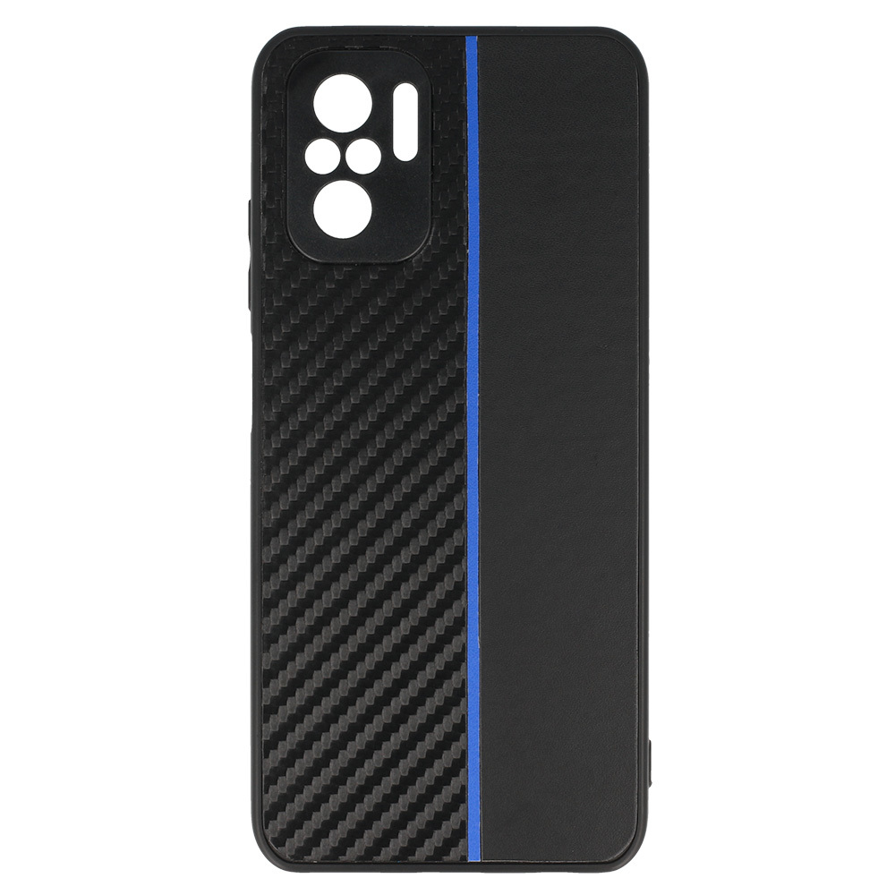 Tel Protect CARBON Case for Xiaomi Redmi Note 10/Note 10S/Poco M5S Black with blue stripe