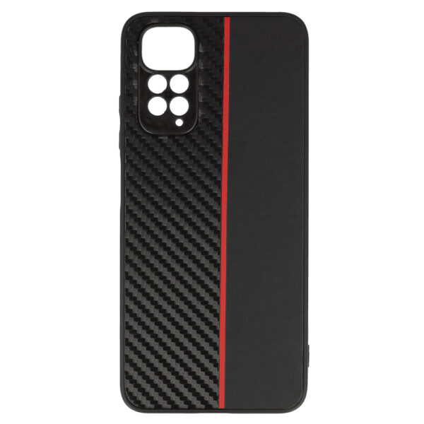 Tel Protect CARBON Case for Xiaomi Redmi Note 11 Pro/Note 11 Pro 5G Black with red stripe