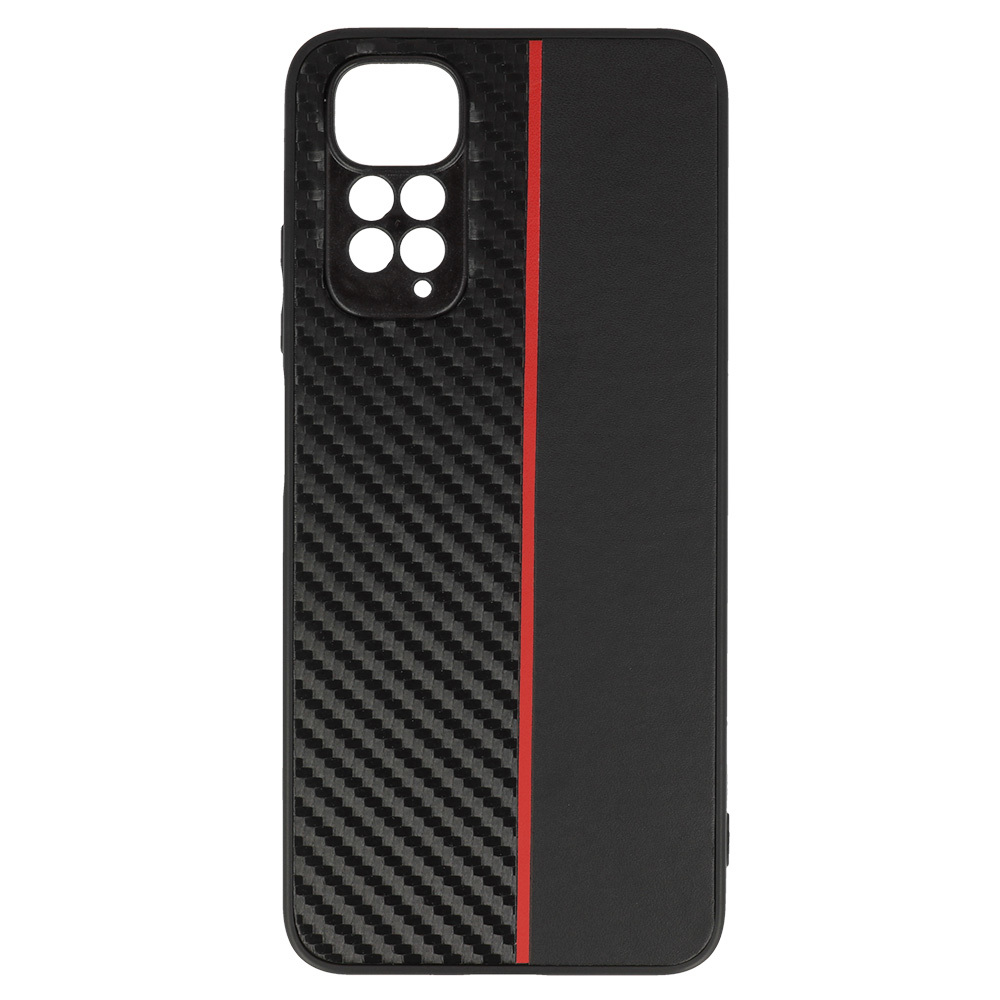 Tel Protect CARBON Case for Xiaomi Redmi Note 11 Pro/Note 11 Pro 5G Black with red stripe