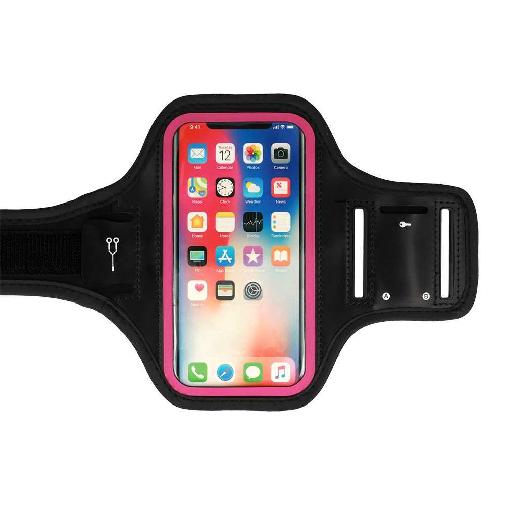 Armband SLIM Type 2 Case for Iphone 15 Pro Max/16 Pro Max/Samsung A15/A16/A25/A34/A55/M35/S20 FE/S24 FE/S24 Plus/S24 Ultra (6,0 Inches) Black-pink