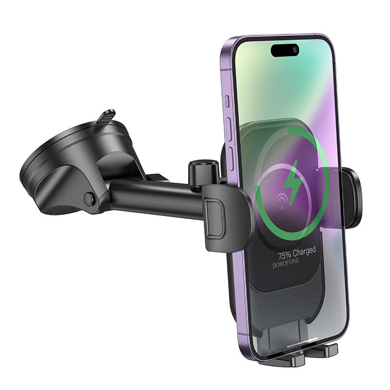 Borofone Car holder BH203 Blue Charm with induction charging to windshield black