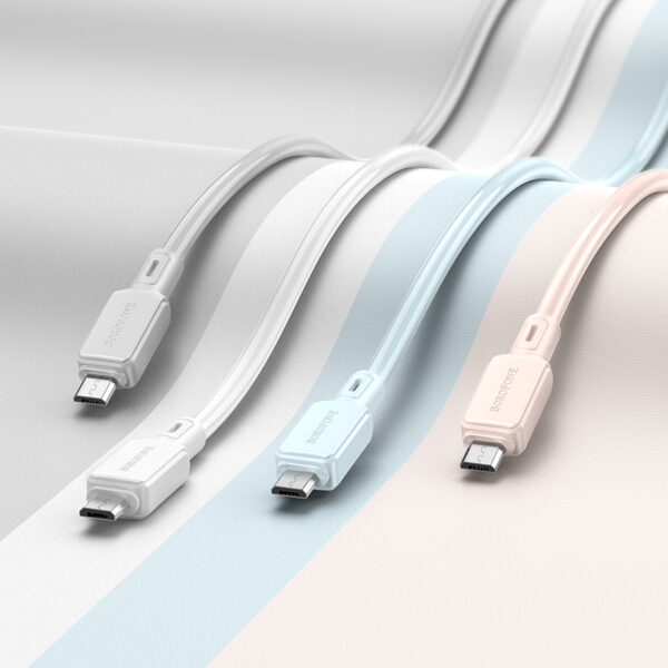 Borofone Cable BX94 Crystal color - USB to Micro USB - 2,4A 1 metre light pink