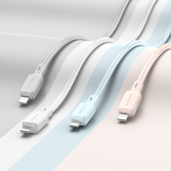 Borofone Cable BX94 Crystal color - USB to Lightning - 2,4A 1 metre light pink