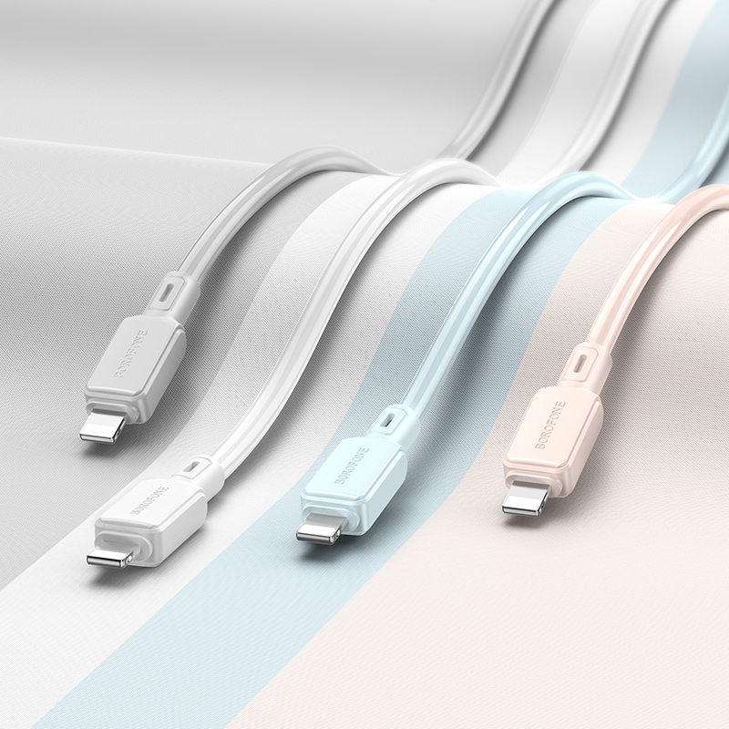 Borofone Cable BX94 Crystal color - USB to Lightning - 2,4A 1 metre light pink