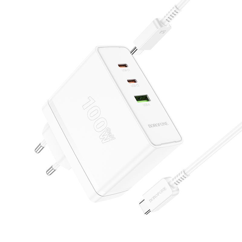foto_add-219992 Borofone Wall charger BN11 Imperial - USB + 2xType C - QC 3.0 PD 100W with Type C to Type C cable white