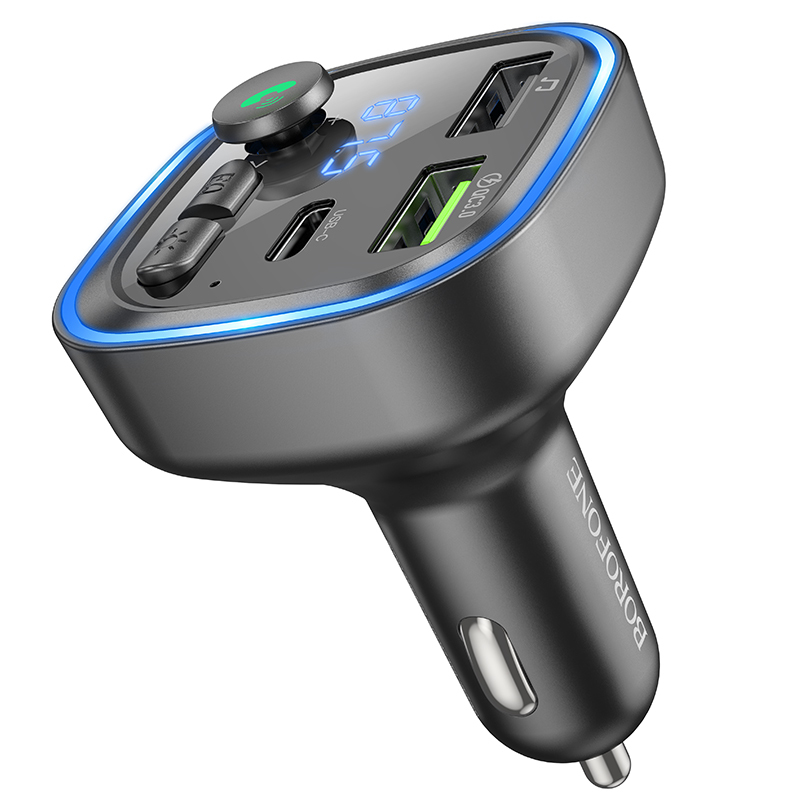 Borofone Transmitter FM BC48 Broad MP3, Bluetooth - 2xUSB + Type C - QC 3.0 18W black