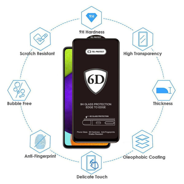 Tel Protect Full Glue 6D Tempered Glass for SAMSUNG GALAXY A32 4G BLACK
