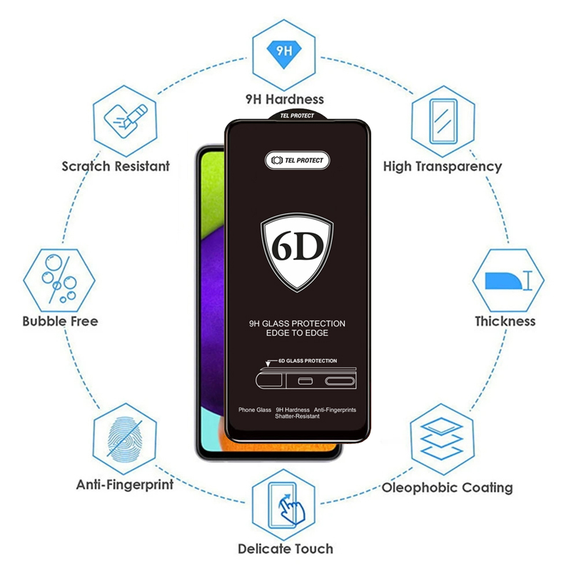 Tel Protect Full Glue 6D Tempered Glass for SAMSUNG GALAXY A32 4G BLACK