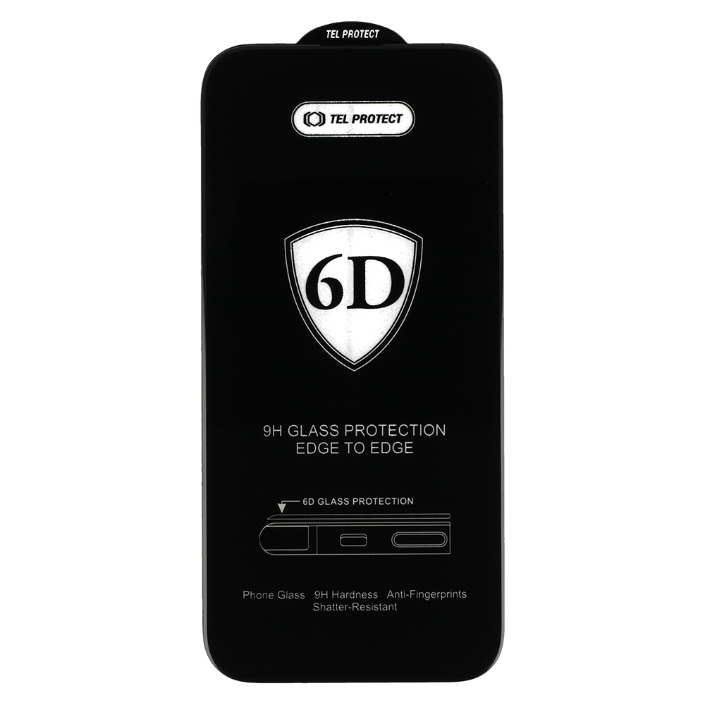 Tel Protect Full Glue 6D Tempered Glass for IPHONE 12 MINI Black - 10 PACK