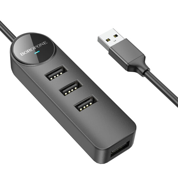 Borofone Adapter DH5 Erudite 4 in 1 - USB to 4xUSB 2.0 - 1,2 metres black