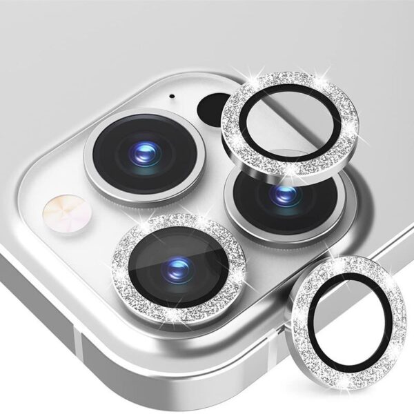 Tempered Glass HARD DIAMOND for camera (LENS) for Iphone 15/15 Plus silver (lens 2 pieces)