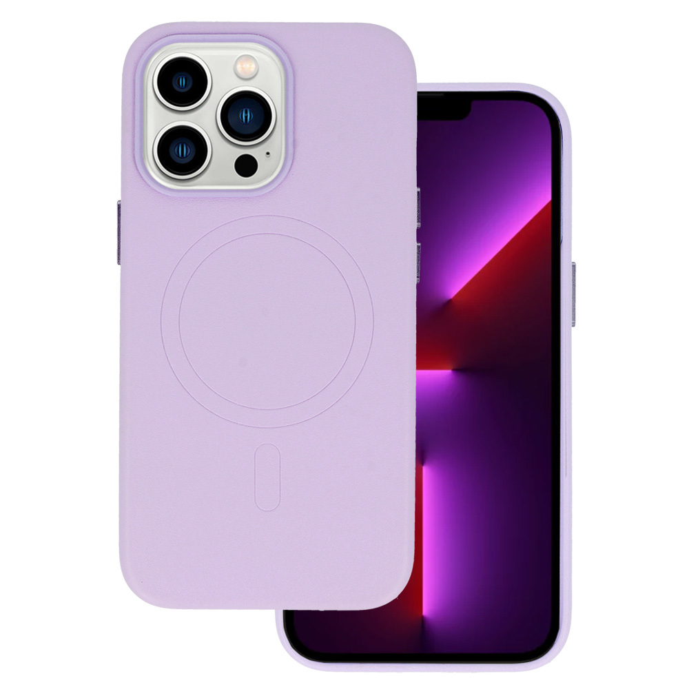 MagSafe Leather Case Iphone 15 Plus Purple