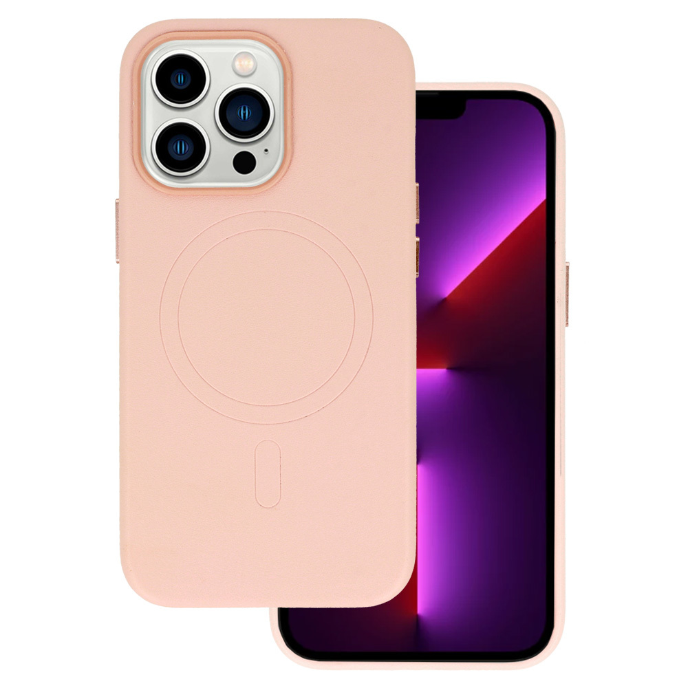 MagSafe Leather Case Iphone 15 Plus Light pink