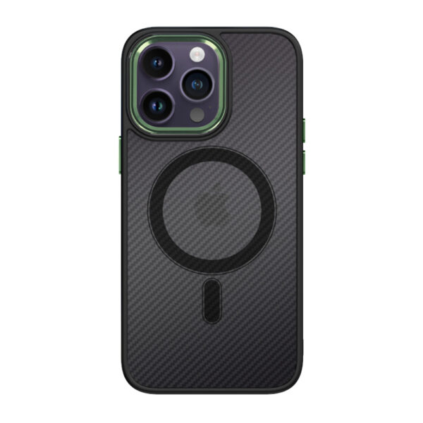 Tel Protect Magnetic Carbon Case for Iphone 15 Black-green