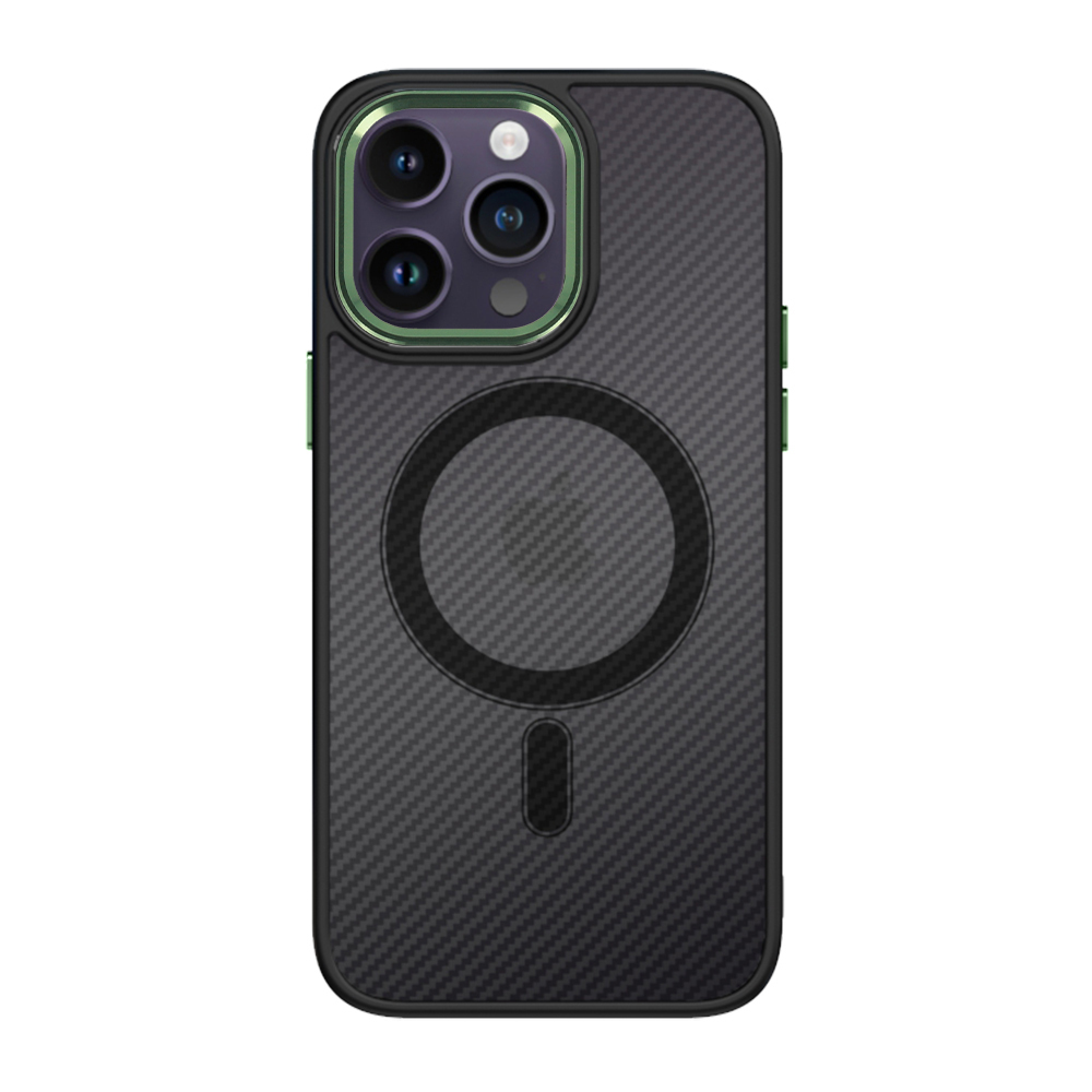 Tel Protect Magnetic Carbon Case for Iphone 15 Black-green