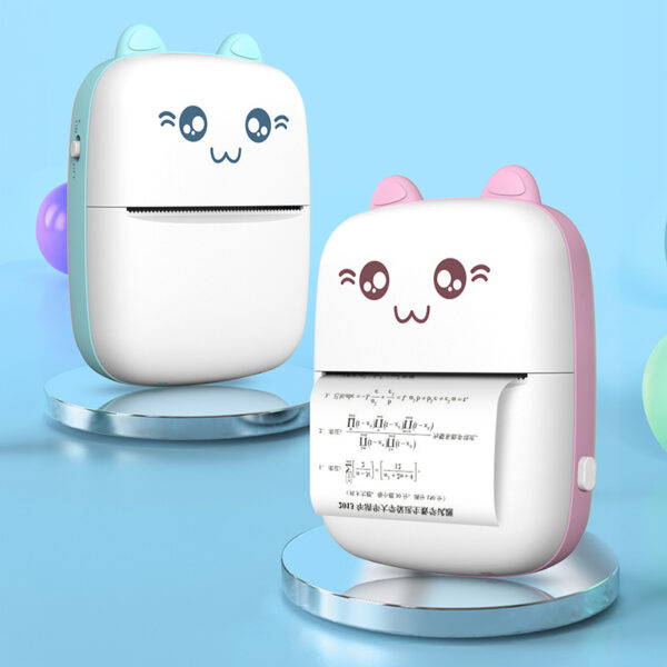 Mini bluetooth thermal printer for photos, notes white-pink