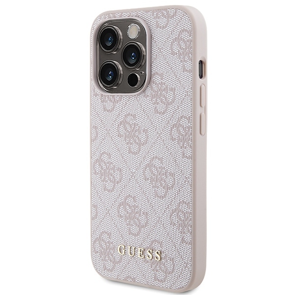 Original Case GUESS Hardcase 4G Metal Gold Logo GUHCP15LG4GFPI for Iphone 15 Pro Pink