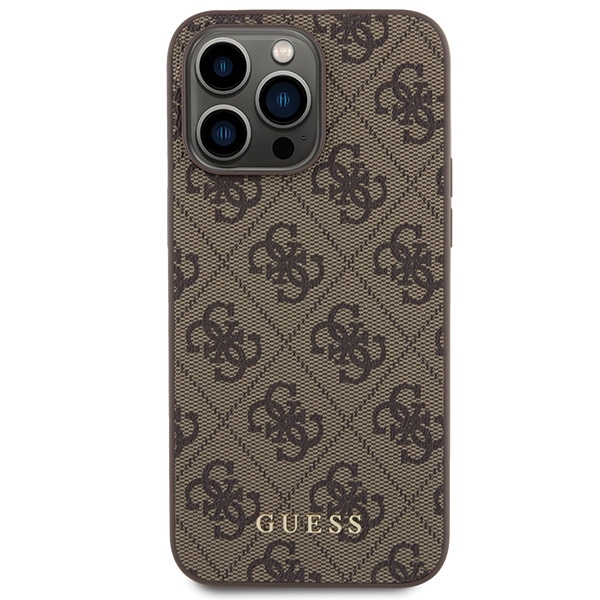 Original Case GUESS Hardcase 4G Metal Gold Logo GUHCP15XG4GFBR for Iphone 15 Pro Max Brown