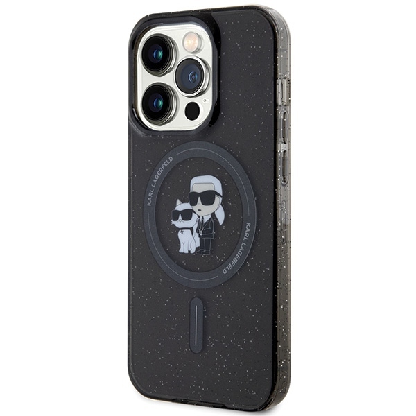 Original Pouch KARL LAGERFELD hardcase Karl&Choupette Glitter MagSafe KLHMP15LHGKCNOK for Iphone 15 Pro black