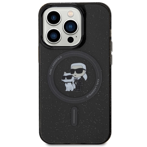 Original Pouch KARL LAGERFELD hardcase Karl&Choupette Glitter MagSafe KLHMP15LHGKCNOK for Iphone 15 Pro black